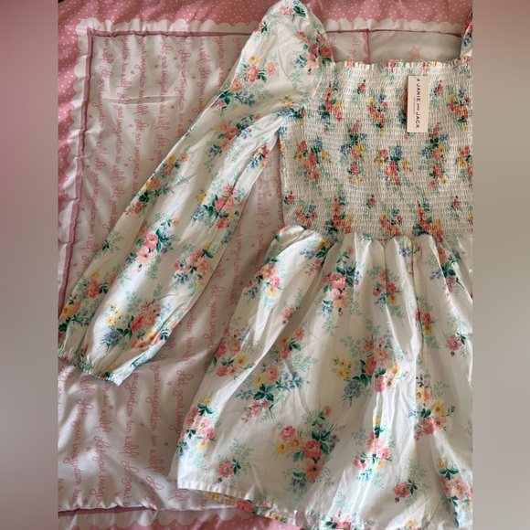 18, Janie and Jack Floral Smocked Romper NWT - Picture 4 of 17